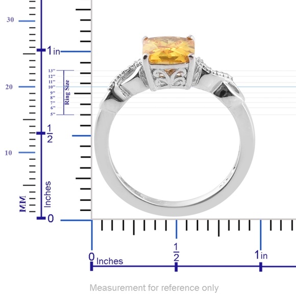 Simulated Yellow Diamond Platinum Bond Brass Ring - Picture 5 of 5